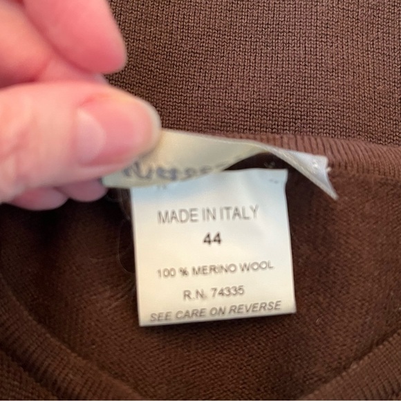 VTG Maddonetto 100% Merino Wool Short Sleeve Brown Sweater Woman’s Size 10 Italy - Picture 5 of 8